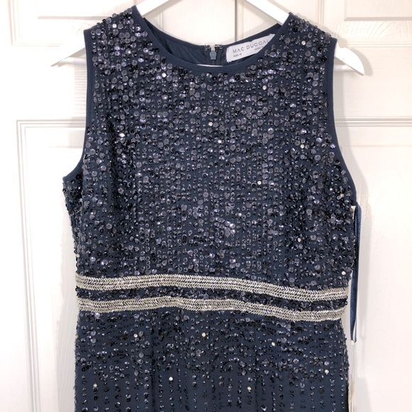 Mac Duggal 93603 Midnight Sequined High Neck Sleeveless Column Gown - Picture 5 of 6